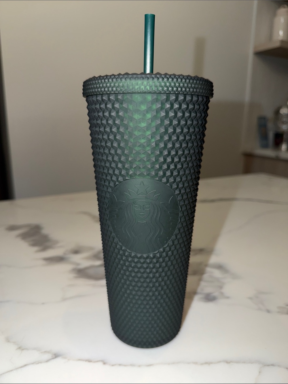 Green Starbucks tumbler